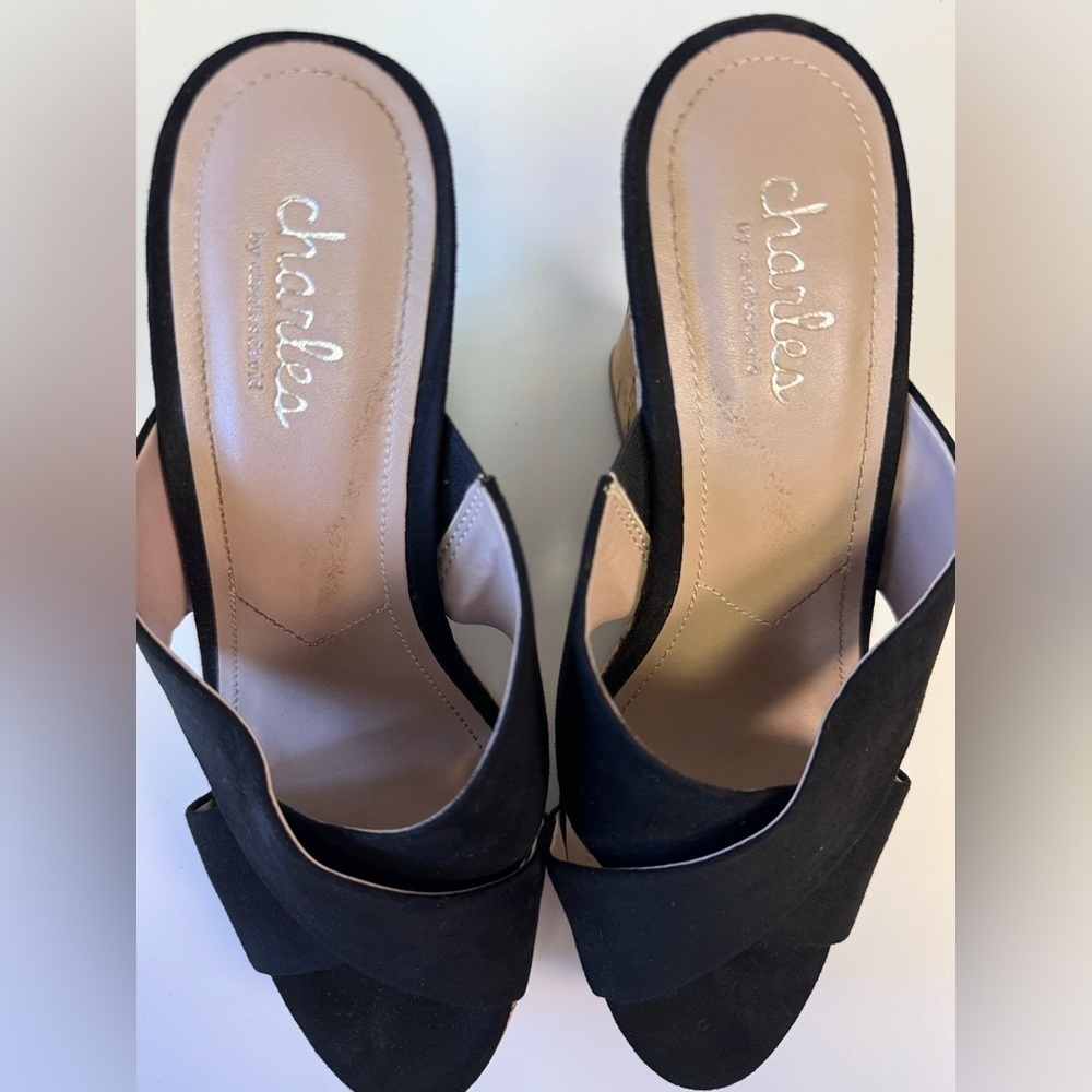 Charles by Charles David Latrice Microsuede Wedge Sandals In Black - Picture 4 of 8